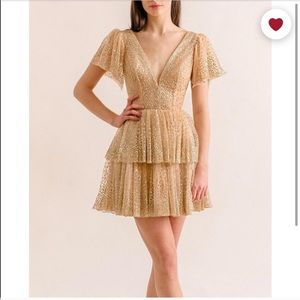 Lirika Matoshi Sara Mini Dress in Gold